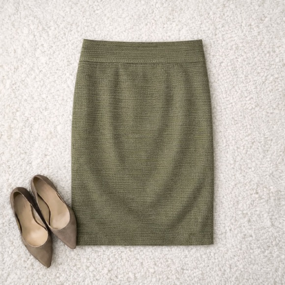 Anthropologie Dresses & Skirts - Anthropologie Moulinette Soeurs Olive Green Tweed Textured Pencil Skirt …